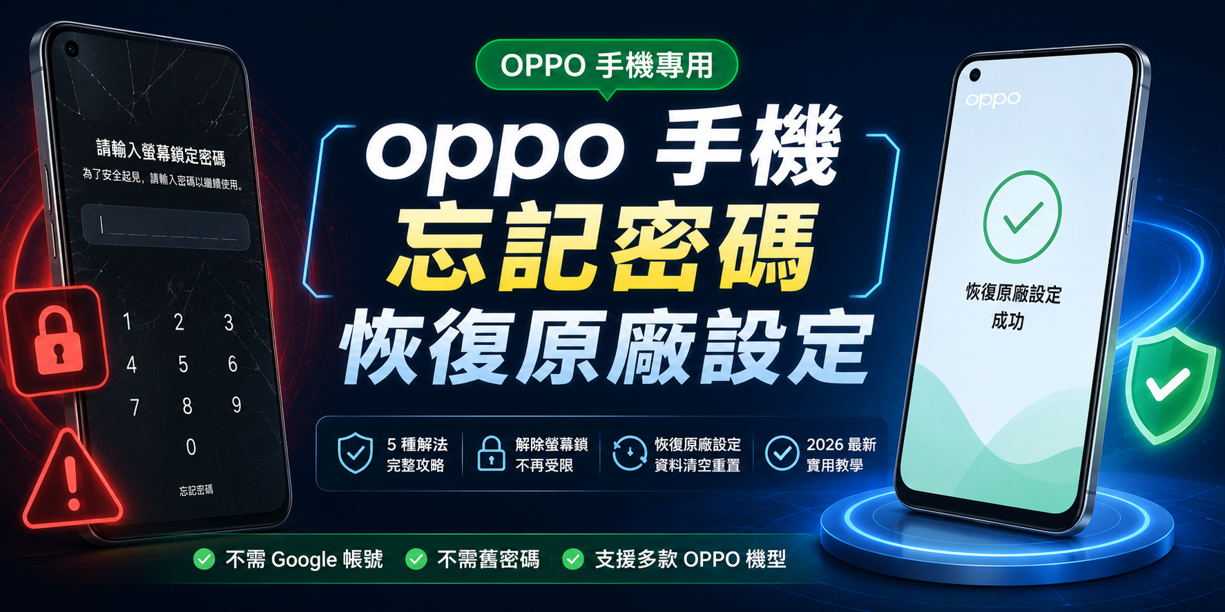 oppo 手機忘記密碼恢復原廠設定